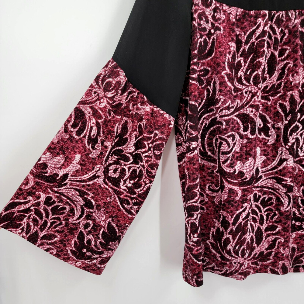 MICHAEL Michael Kors Women's Medium Floral Top Long Bell Sleeve Semi Sheer - Picture 2 of 7